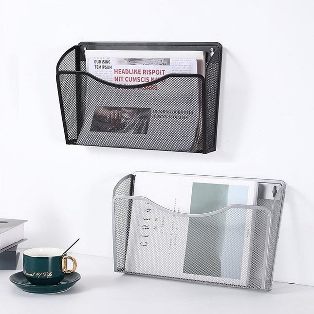 Tutuviw Wall Mount File Organizer Metal Letter Size, Black Silver.