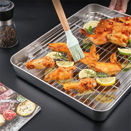 Baking Sheet With Cooling Rack, Half Sheet Pan With Wire Rack Set, Oven Baking Tray and Rack Set,15.75x11.8inch,Non Toxic & Easy Clean,Heavy Duty 9".