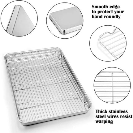 Baking Sheet With Cooling Rack, Half Sheet Pan With Wire Rack Set, Oven Baking Tray and Rack Set,15.75x11.8inch,Non Toxic & Easy Clean,Heavy Duty 9".