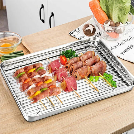 Baking Sheet With Cooling Rack, Half Sheet Pan With Wire Rack Set, Oven Baking Tray and Rack Set,15.75x11.8inch,Non Toxic & Easy Clean,Heavy Duty 9".