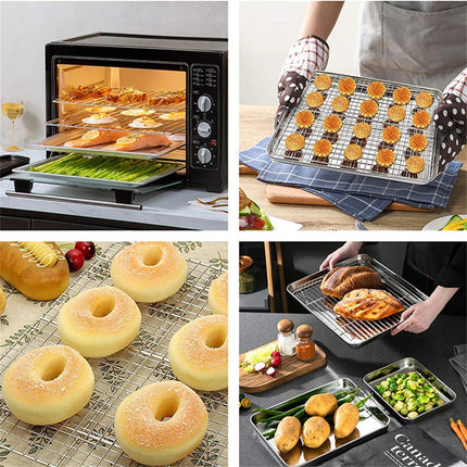 Baking Sheet With Cooling Rack, Half Sheet Pan With Wire Rack Set, Oven Baking Tray and Rack Set,15.75x11.8inch,Non Toxic & Easy Clean,Heavy Duty 10".
