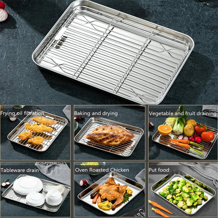 Baking Sheet With Cooling Rack, Half Sheet Pan With Wire Rack Set, Oven Baking Tray and Rack Set,15.75x11.8inch,Non Toxic & Easy Clean,Heavy Duty 10".
