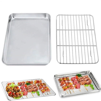 Baking Sheet With Cooling Rack, Half Sheet Pan With Wire Rack Set, Oven Baking Tray and Rack Set,15.75x11.8inch,Non Toxic & Easy Clean,Heavy Duty 12".