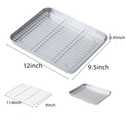Baking Sheet With Cooling Rack, Half Sheet Pan With Wire Rack Set, Oven Baking Tray and Rack Set,15.75x11.8inch,Non Toxic & Easy Clean,Heavy Duty 12".
