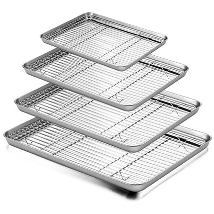 Baking Sheet With Cooling Rack, Half Sheet Pan With Wire Rack Set, Oven Baking Tray and Rack Set,15.75x11.8inch,Non Toxic & Easy Clean,Heavy Duty 12".