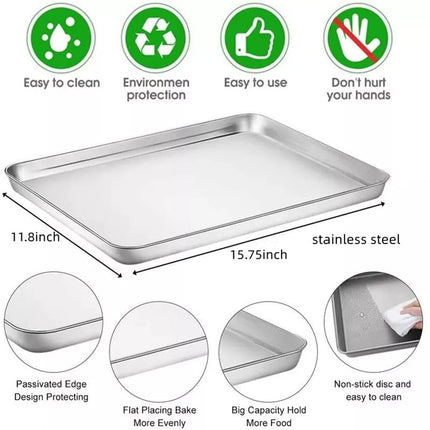 Baking Sheet With Cooling Rack, Half Sheet Pan With Wire Rack Set, Oven Baking Tray and Rack Set,15.75x11.8inch,Non Toxic & Easy Clean,Heavy Duty 15.75".