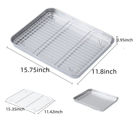Baking Sheet With Cooling Rack, Half Sheet Pan With Wire Rack Set, Oven Baking Tray and Rack Set,15.75x11.8inch,Non Toxic & Easy Clean,Heavy Duty 15.75".