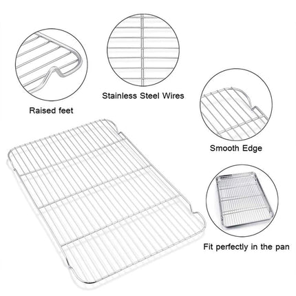 Baking Sheet With Cooling Rack, Half Sheet Pan With Wire Rack Set, Oven Baking Tray and Rack Set,15.75x11.8inch,Non Toxic & Easy Clean,Heavy Duty 15.75".