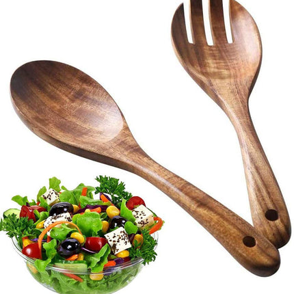 Salad Serving Utensils, Acacia Wood, Salad Spoon and Salad Fork, Salad Servers.