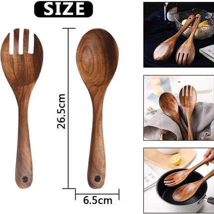 Salad Serving Utensils, Acacia Wood, Salad Spoon and Salad Fork, Salad Servers.