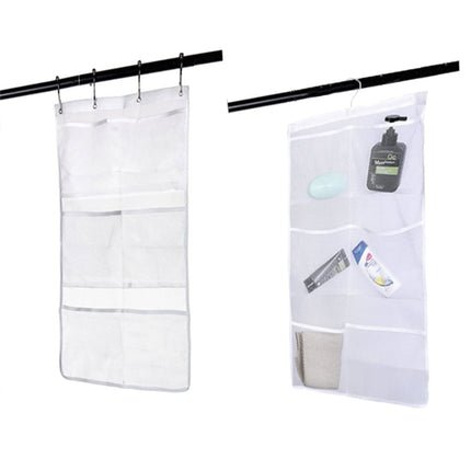2Pcs Hanging Mesh Pocket Shower Organizer, Bathroom Shower Candy Organizer, Shower Organizer with 6 Pockets Hooks, Quicky Drying, Clear.