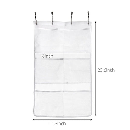 2Pcs Hanging Mesh Pocket Shower Organizer, Bathroom Shower Candy Organizer, Shower Organizer with 6 Pockets Hooks, Quicky Drying, Clear.