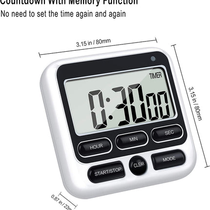 Digital Kitchen Timer, Cooking Countdown Clock with Large LCD Display, Loud Alarm and Strong Timer Pink.