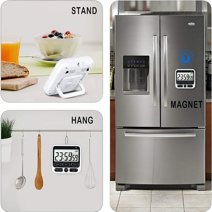 Digital Kitchen Timer, Cooking Countdown Clock with Large LCD Display, Loud Alarm and Strong Timer Pink.