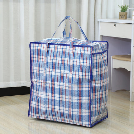 Dream Lifestyle Large Capacity Storage Bags, Large Checkered Storage Laundry Bag with Zipper & Handles for Shopping Moving Travel Blue.