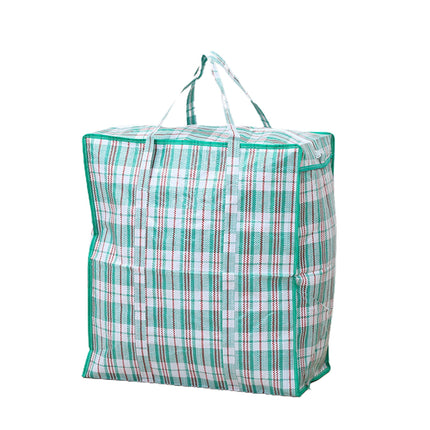 Dream Lifestyle Large Capacity Storage Bags, Large Checkered Storage Laundry Bag with Zipper & Handles for Shopping Moving Travel Green.