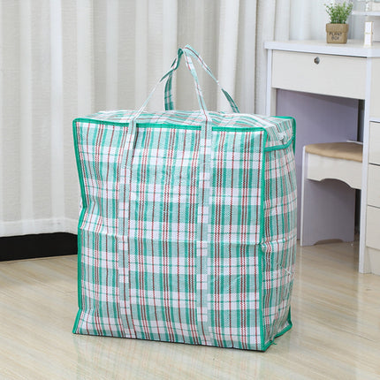 Dream Lifestyle Large Capacity Storage Bags, Large Checkered Storage Laundry Bag with Zipper & Handles for Shopping Moving Travel Green.