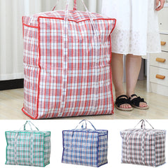 Dream Lifestyle Large Capacity Storage Bags, Large Checkered Storage Laundry Bag with Zipper & Handles for Shopping Moving Travel Red.