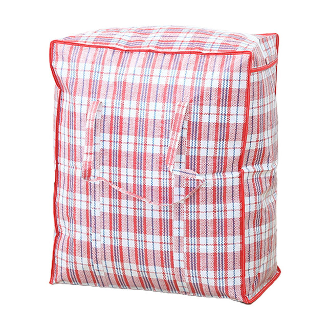 Dream Lifestyle Large Capacity Storage Bags, Large Checkered Storage Laundry Bag with Zipper & Handles for Shopping Moving Travel Red.