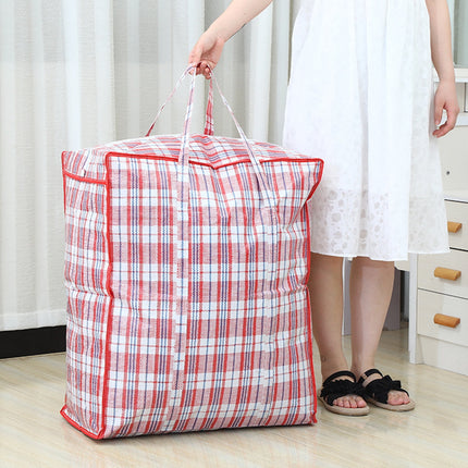 Dream Lifestyle Large Capacity Storage Bags, Large Checkered Storage Laundry Bag with Zipper & Handles for Shopping Moving Travel Red.
