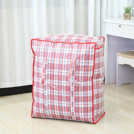 Dream Lifestyle Large Capacity Storage Bags, Large Checkered Storage Laundry Bag with Zipper & Handles for Shopping Moving Travel Red.