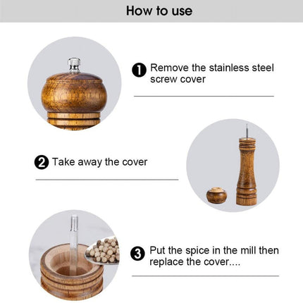 Oak Wood Salt and Pepper Grinder Set: Premium Mills Shakers with Adjustable Coarseness (Set of 2) - 5inch.