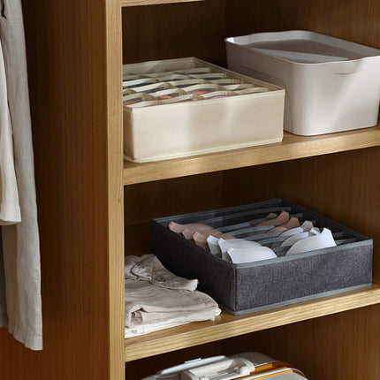 Tutuviw Wardrobe Clothes Organizer for Jeans, Upgraded Drawer Organizers for Clothing with Handle Foldable, Drawer Organizers Clothes(Gray,1PCS-M) 1PCS-24 Cell Beige.