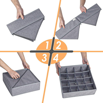 Tutuviw Wardrobe Clothes Organizer for Jeans, Upgraded Drawer Organizers for Clothing with Handle Foldable, Drawer Organizers Clothes(Gray,1PCS-M) 1PCS-24 Cell Gray.