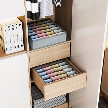 Tutuviw Wardrobe Clothes Organizer for Jeans, Upgraded Drawer Organizers for Clothing with Handle Foldable, Drawer Organizers Clothes(Gray,1PCS-M) 1PCS-24 Cell Gray.