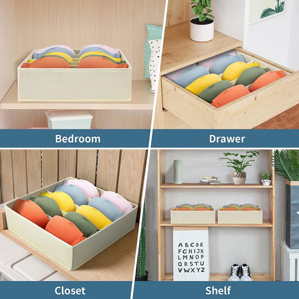 Tutuviw Wardrobe Clothes Organizer for Jeans, Upgraded Drawer Organizers for Clothing with Handle Foldable, Drawer Organizers Clothes(Gray,1PCS-M) 1PCS-7 Cell Beige.