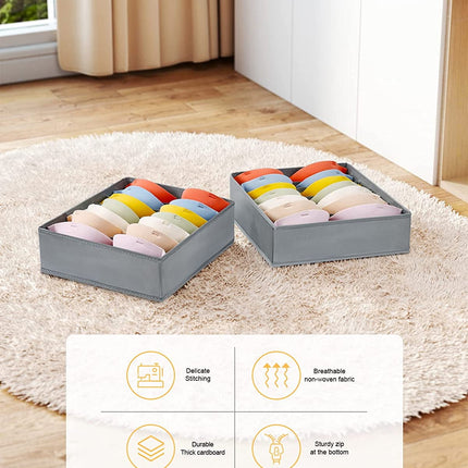 Tutuviw Wardrobe Clothes Organizer for Jeans, Upgraded Drawer Organizers for Clothing with Handle Foldable, Drawer Organizers Clothes(Gray,1PCS-M) 1PCS-7 Cell Gray.