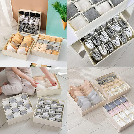 Tutuviw Wardrobe Clothes Organizer for Jeans, Upgraded Drawer Organizers for Clothing with Handle Foldable, Drawer Organizers Clothes(Gray,1PCS-M) 2PCS-7 Cell Beige.