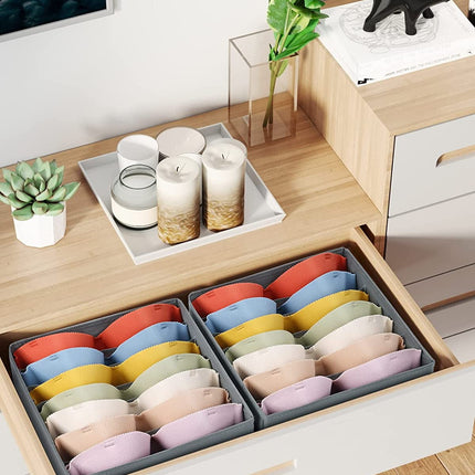 Tutuviw Wardrobe Clothes Organizer for Jeans, Upgraded Drawer Organizers for Clothing with Handle Foldable, Drawer Organizers Clothes(Gray,1PCS-M) 2PCS-7 Cell Gray.