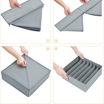 Tutuviw Wardrobe Clothes Organizer for Jeans, Upgraded Drawer Organizers for Clothing with Handle Foldable, Drawer Organizers Clothes(Gray,1PCS-M) 2PCS-7 Cell Gray.