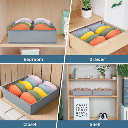 Tutuviw Wardrobe Clothes Organizer for Jeans, Upgraded Drawer Organizers for Clothing with Handle Foldable, Drawer Organizers Clothes(Gray,1PCS-M) 2PCS-7 Cell Gray.