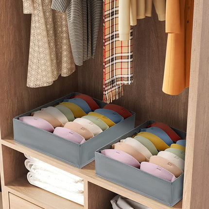 Tutuviw Wardrobe Clothes Organizer for Jeans, Upgraded Drawer Organizers for Clothing with Handle Foldable, Drawer Organizers Clothes(Gray,1PCS-M) 2PCS-7 Cell Gray.