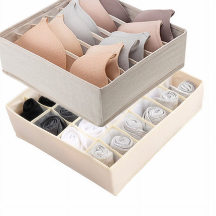 Tutuviw Wardrobe Clothes Organizer for Jeans, Upgraded Drawer Organizers for Clothing with Handle Foldable, Drawer Organizers Clothes(Gray,1PCS-M) 2PCS-7 Cell+24 Cell Beige.