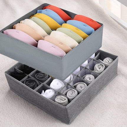 Tutuviw Wardrobe Clothes Organizer for Jeans, Upgraded Drawer Organizers for Clothing with Handle Foldable, Drawer Organizers Clothes(Gray,1PCS-M) 2PCS-7 Cell+24 Cell Gray.