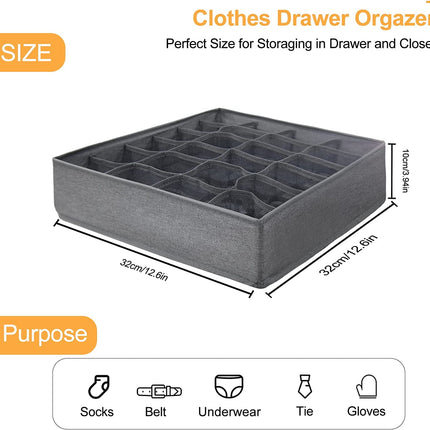 Tutuviw Wardrobe Clothes Organizer for Jeans, Upgraded Drawer Organizers for Clothing with Handle Foldable, Drawer Organizers Clothes(Gray,1PCS-M) 2PCS-7 Cell+24 Cell Gray.