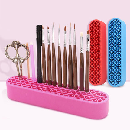 Bueautybox Makeup Beauty Brush Holder Organizer, Lipstick Holder Case Silicone Nail Polish Storage Rack Professional Cosmetic Display Box Red.