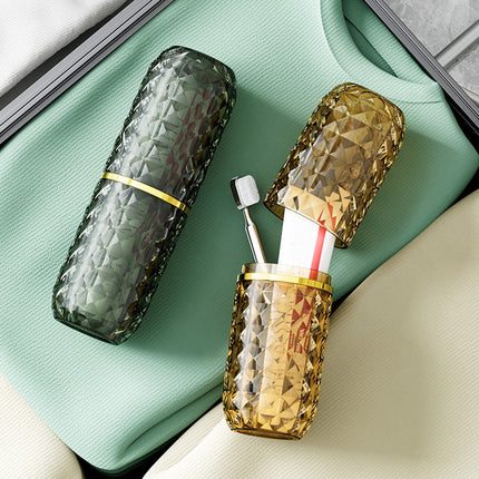 harmtty Toothbrush Box Large Capacity Light Luxury Portable Travel Toothbrush Toothpaste Holder Case for Bathroom,Clear Green.
