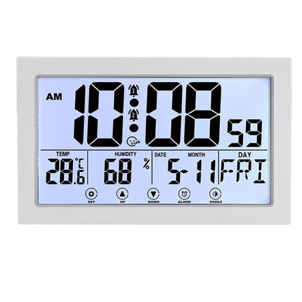 Auto Set Digital Wall Clock Battery Operated,Desk Clocks with Temperature,Humidity ， Display Digital Calendar Alarm Clock for Elderly,Bedroom,Office,black，G165466 white.