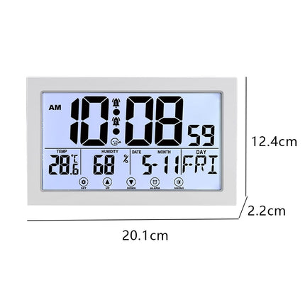 Auto Set Digital Wall Clock Battery Operated,Desk Clocks with Temperature,Humidity ， Display Digital Calendar Alarm Clock for Elderly,Bedroom,Office,black，G165466 white.