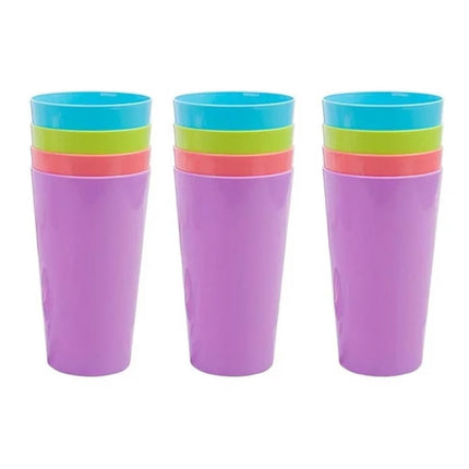 Plastic Cup for Kids Reusable 12 Pcs, Colorful Kids Drinking Cups, Stackable Plastic Tumblers, Unbreakable Glass for Kids, Party Supplies, Dishwasher Safe , 9oz, by Tutuviw 11oz.