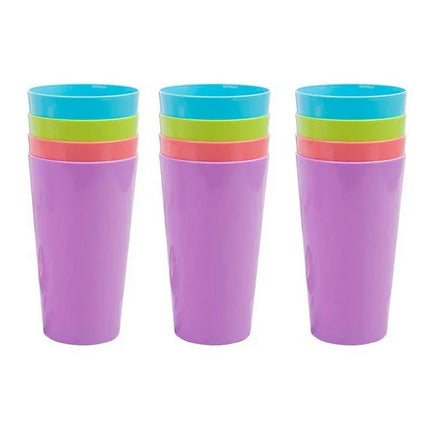 Plastic Cup for Kids Reusable 12 Pcs, Colorful Kids Drinking Cups, Stackable Plastic Tumblers, Unbreakable Glass for Kids, Party Supplies, Dishwasher Safe , 9oz, by Tutuviw 11oz.