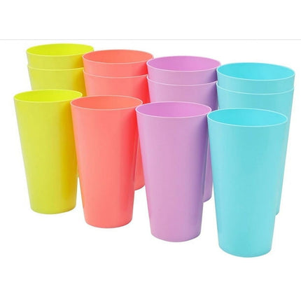 Plastic Cup for Kids Reusable 12 Pcs, Colorful Kids Drinking Cups, Stackable Plastic Tumblers, Unbreakable Glass for Kids, Party Supplies, Dishwasher Safe , 9oz, by Tutuviw 17.5oz.