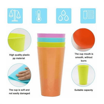 Plastic Cup for Kids Reusable 12 Pcs, Colorful Kids Drinking Cups, Stackable Plastic Tumblers, Unbreakable Glass for Kids, Party Supplies, Dishwasher Safe , 9oz, by Tutuviw 17.5oz.