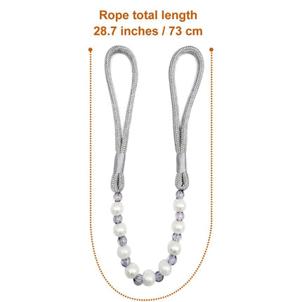 Visland 2 Pack Acrylic Pearl Curtain Tie Backs Curtain Hooks, Elegant Beads Curtain Rope Straps, Decorative Holdbacks Curtain Holders, 29in Golden Yellow.