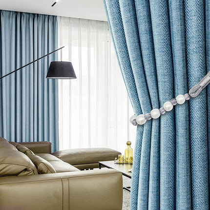 Visland 2 Pack Acrylic Pearl Curtain Tie Backs Curtain Hooks, Elegant Beads Curtain Rope Straps, Decorative Holdbacks Curtain Holders, 29in Pink.