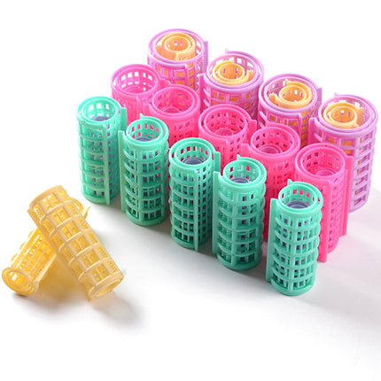 CIYAPED 30 Pieces Plastic Hair Rollers Curlers Snap Rollers Self Grip Rollers Hairdressing Curlers No Heat Hair Curlers for DIY Hairdressing Hair Salon Hair Barber Yellow/Green/Red/Purple.